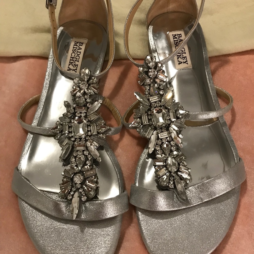 Badgley Mischka Silver Jewel Sandals US9 BNWOB